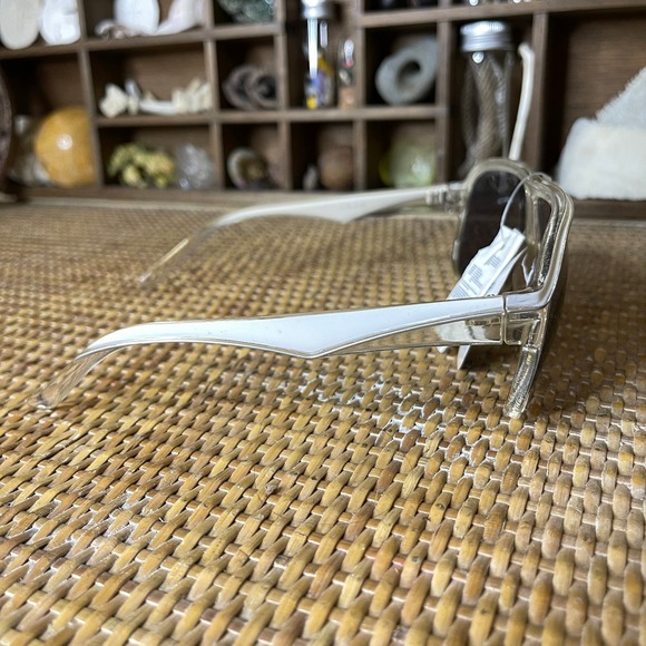 Vintage 90s Clear White Sunglasses Plastic Frame Smoky Lenses Deadstock - Picture 5 of 15